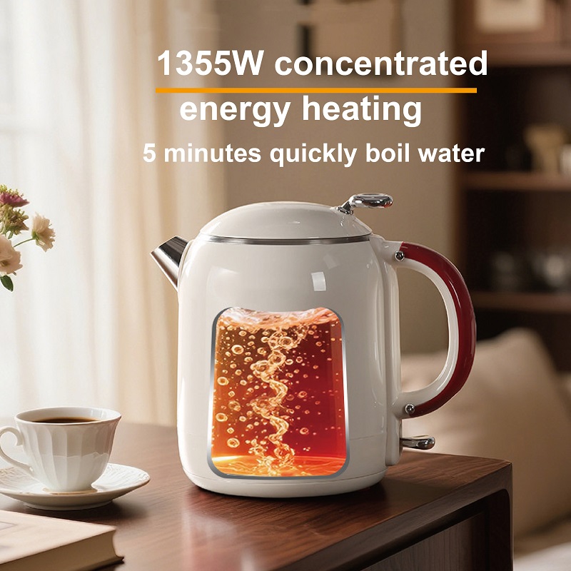 1000ml Household Electric Kettle Retro 304 Stainless Steel Kettle Teapot Mini Portable Thermal Kettle Automatic Power Off 1355W