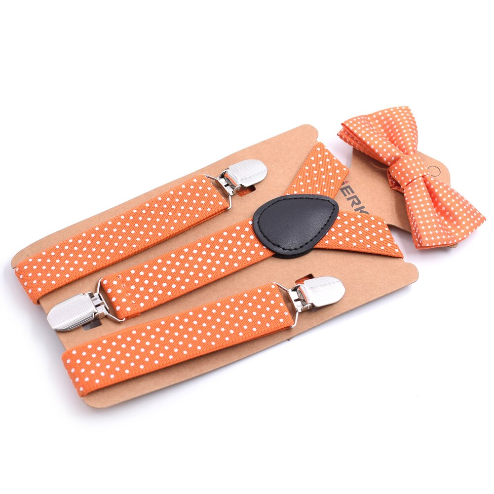 Kids Baby Boy Meisjes Jarretel en Vlinderdas Sets Kinderen Formele Party Bow Tie + Jarretel Polka Dot 2 Stuks combo Set Lot: Oranje
