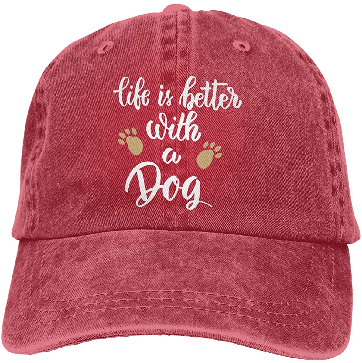 Denim pet, het leven is beter met een hond, baseballpet, dad cap, verstelbare klassieke sportpet voor mannen en vrouwen.: Default Title