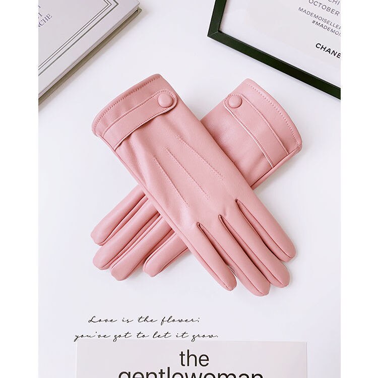 guantes tactiles guantes de invierno guantes mujer vestidos de Guantes de cuero de invierno para mujer, manoplas de terciopelo grueso para mantener el calor para conducir, pantalla táctil corta: Gloves 1