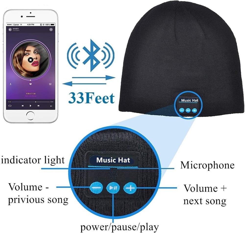 Bluetooth Beanie Hat Music Hat Men Hat Bluetooth Headphone