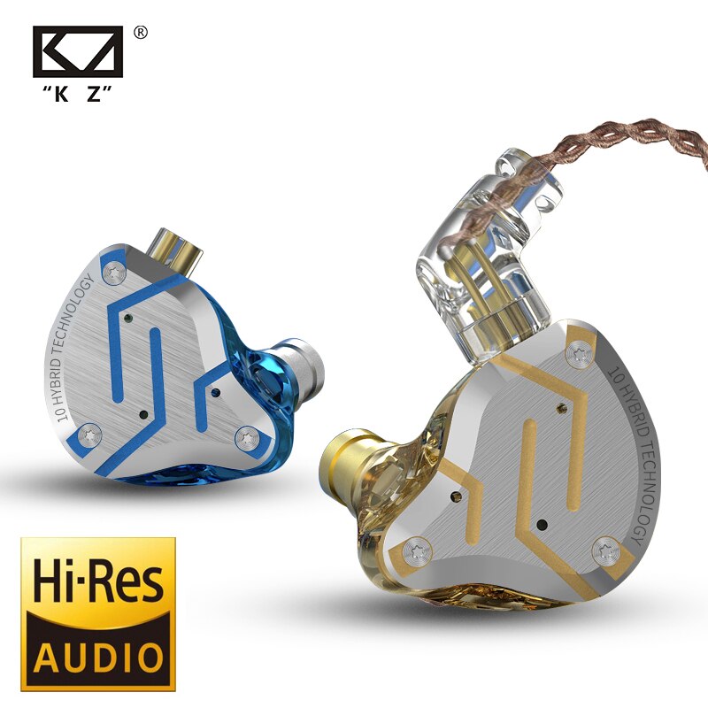 Kz ZS10 Pro Oortelefoon 4BA + 1DD Hybrid Drive Metalen Bedrade Hoofdtelefoon Hifi Bass Oordopjes Noise Cancelling Headset Voor Stage terugkeer