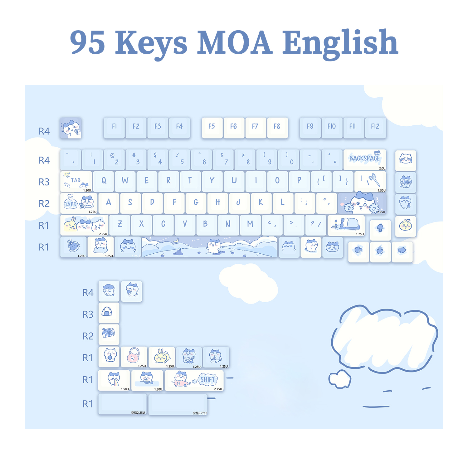 95 Keys artoon Cute Puppy Cat Kitty Keycaps GMK PBT Keycap MOA Profile Dye Sublimation For DIY Mechanical Keyboard Girls: DARK GRAY