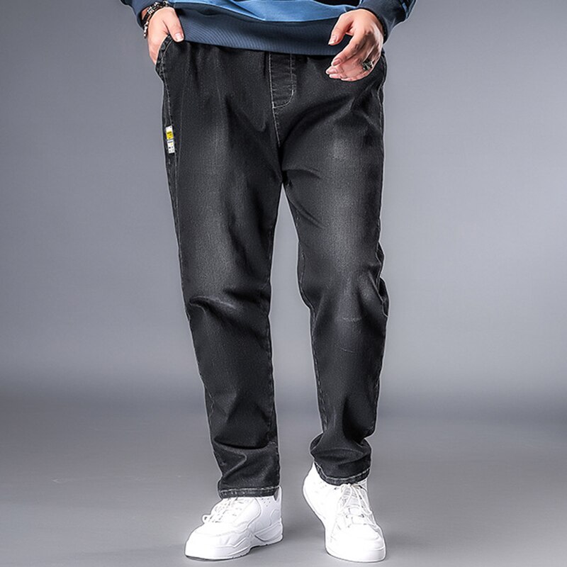 Men motorcycle jeans denim streetwear elastic waist wrinkle-resistant pants casual riding men plus size XL-6XL jogging: 6XL