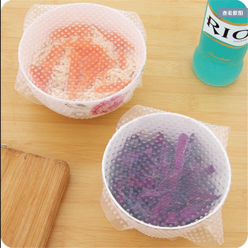 Silicone Food Wrap Clear Reusable Silicone stretch lids Multifunctional Seal Cover Food Fresh Keeping Wrap Kitchen Tools 3 Size