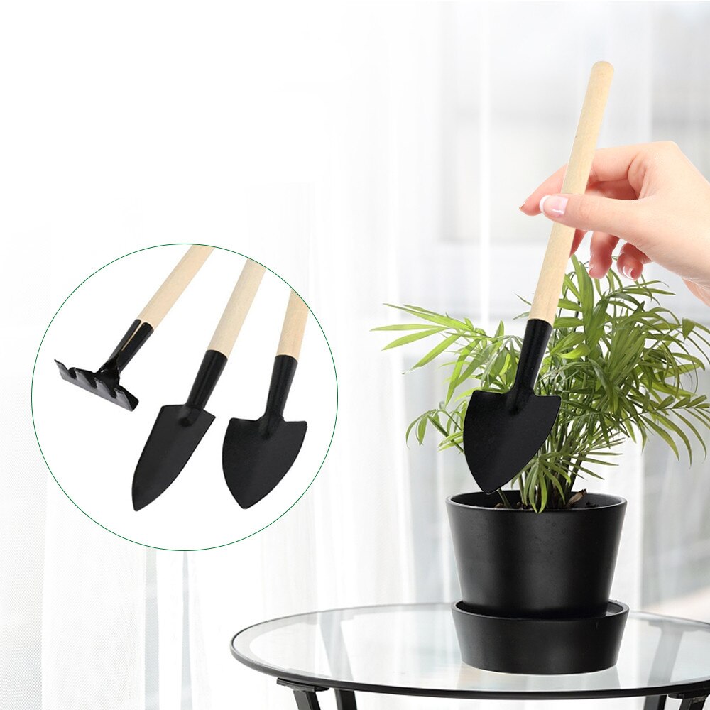 Mini outil de jardinage, pelle, herse, pot de fleurs, plantes en pot, pelles de sol en bois, outil de jardin, diffuseurs de graines