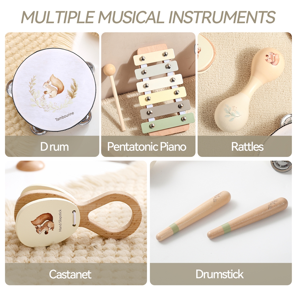 Muziekinstrumenten Montessori Muziek Baby 0-12 Maanden Speelgoed Drum Xylofoon Kinderen Vroege Educatieve Houten Instrumenten Baby Speelgoed
