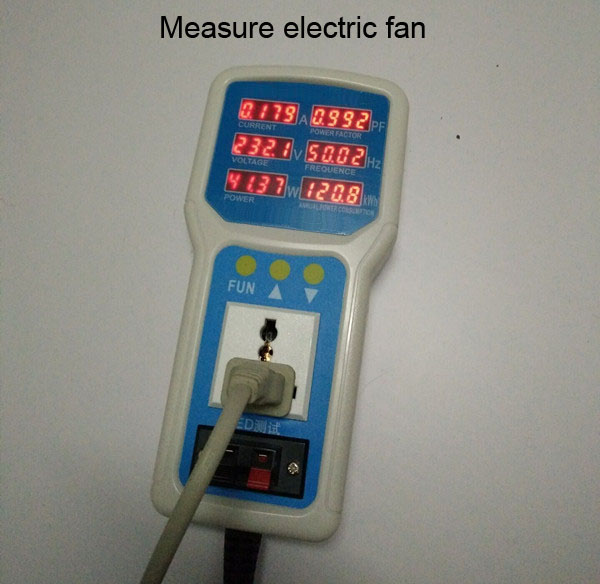 Digital Handheld electricity monitor with Euro plug A V Hz power factor active power and annual power consumption