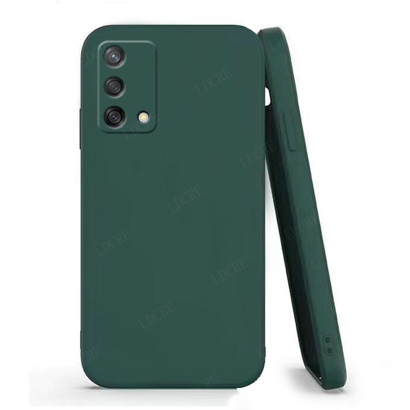 Para capa oppo reno 6 lite caso para reno 6 lite capas de silicone líquido luxo à prova de choque completa capa macia para reno 6 lite fundas: Preto Verde