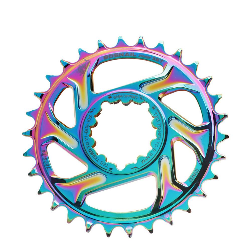 Plato ultraligero para bicicleta de montaña, aleación de aluminio, 30, 32, 34, 36, 38T, 6mm, bandeja de disco único, colorida/negra