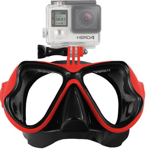 Go Pro Diving Mask Sports Swimming Dive Scuba Glasses for GoPro Hero 4 Session 3+ SJCAM SJ4000/SJ7000 FOR XiaoMi Yi FOR SONY: Red Color