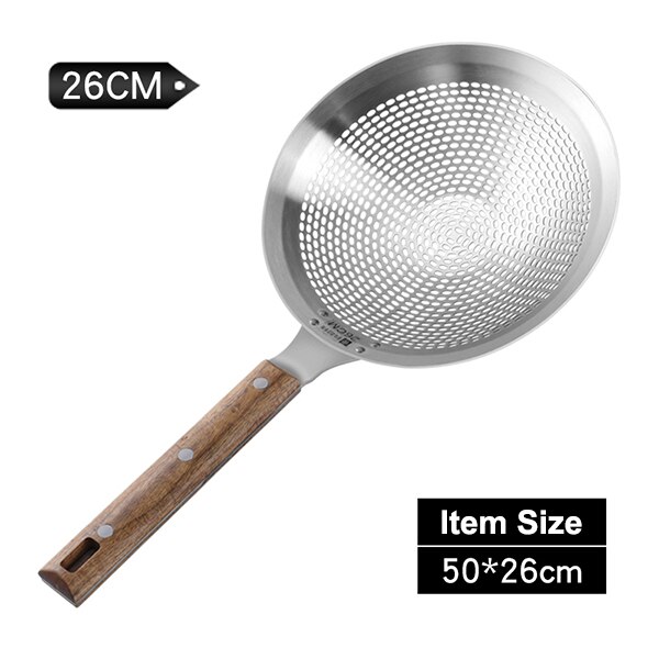 AOOSY 7,9 inch extra grote spinzeef skimmer met houten handvat - roestvrijstalen zeeflepel voor koken, frituren en oliefiltering (20 cm AOOSY 7,9 inch extra grote spinzeef skimmer met houten handvat - roestvrijstalen zeeflepel voor koken, frituren en oliefiltering (20 cm