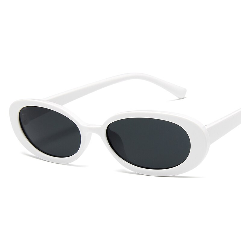 Longkeeper små ovale solbriller kvinder mænd retro vintagesun briller damer sort hvid pink klare nuancer til kvinder 90s: C4 hvidgrå