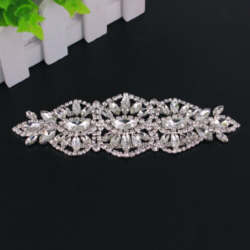 1 para brillant weiß kristall Applikationen stein quasten für Bekleidungs Kostüm Dekoration atemberaubend Strass Applikationen trimmen: Applikationen Gürtel 2