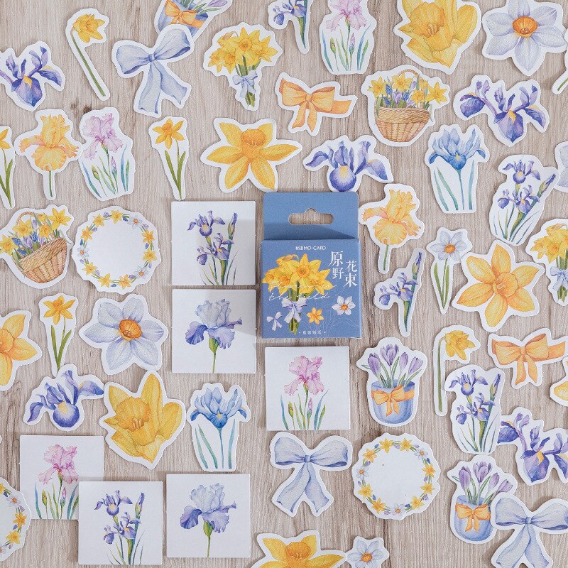 46 Pcs Kawaii Stickers Set Washi Scrapbooks Sticker Set Flowers Diy Decorative Stickers Diy Label For Box Packing Scrapbook