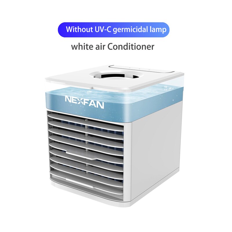 Uvc sterilisering klimaanlæg mini bærbar luftfugter luftkøler usb genopladeligt hjemmebordsvifte personlig plads luftkøling: Hvid
