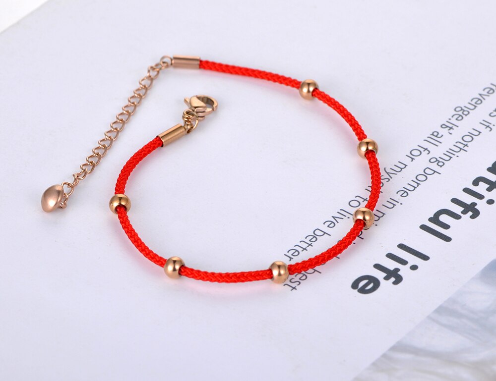 Lokaer etnische chinese roestvrijstalen rode touw handgeweven armbanden voor vrouwen en meisjes, geluksarmband sieraden  b19146