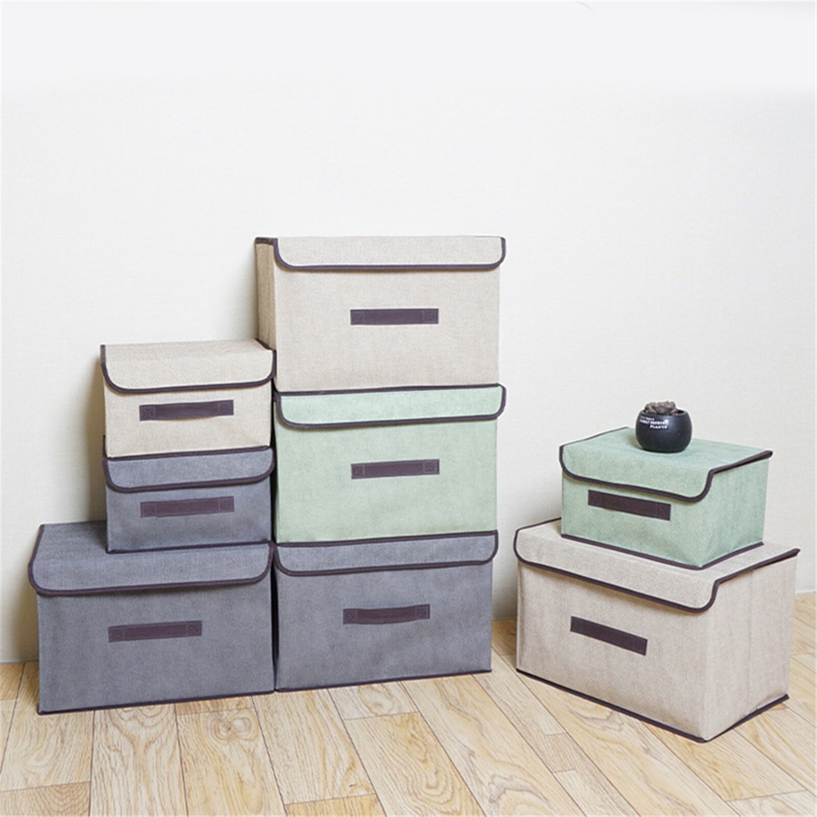 Non-Woven Storage Box with Lid Foldable Multi-purpose Storage Container Practical Organizer for Home Study Bedroom