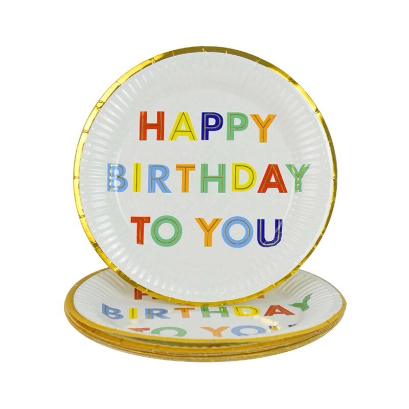 Vajilla desechable de colores, plato de papel para suministros de feliz cumpleaños de boda, bandeja para pastel de Baby Shower, plato desechable, 10 Uds.: B20-10Pcs