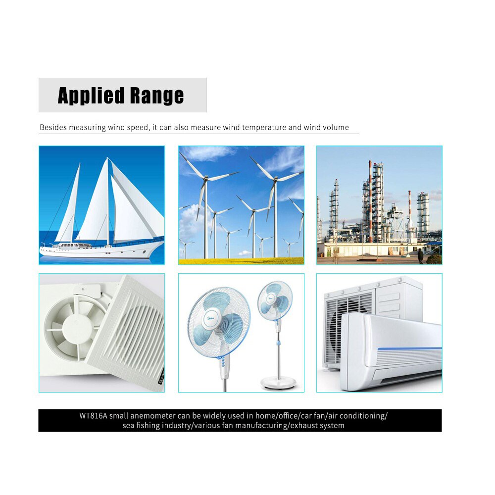 Wintact Pocket Hand-held Digital Anemometer Wt816a Shipped Without Batteries Lcd Display with Backlight Easy for Reading