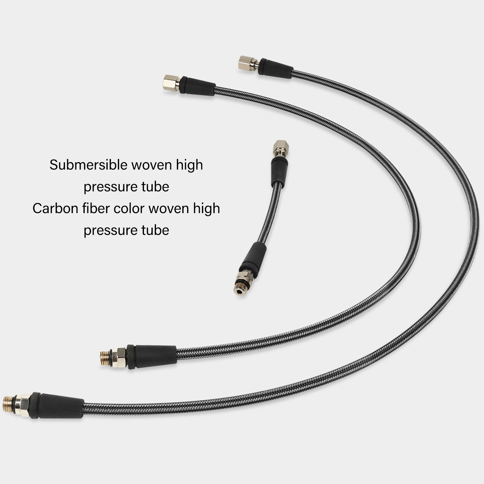 15cm 65cm 80cm Diving High Pressure Regulator Hose Carbon Fiber Woven Flexible Safe Scuba Diving High Pressure Hose