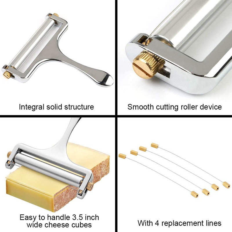 Cheese Slicers Adjustable Thickness Heavy Cheese Cutters with Wires for Soft Semi-Hard Cheese Butter 1-4 Cutting Wires Included