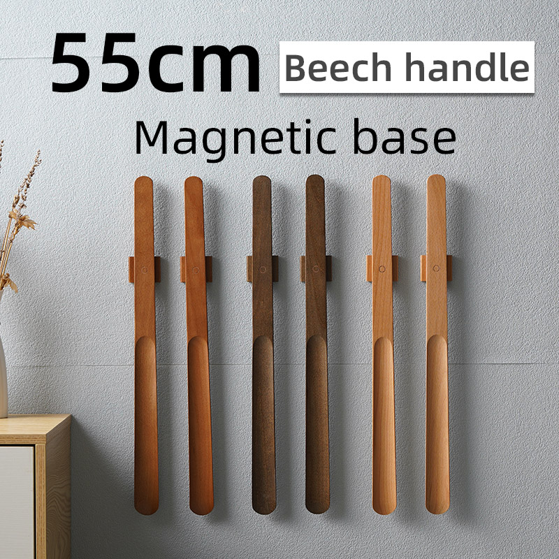55CM Shoe Puller Magnetic shoehorn Wear Shoe Easier Horn for shoes Wooden handle Long shoe spoon
