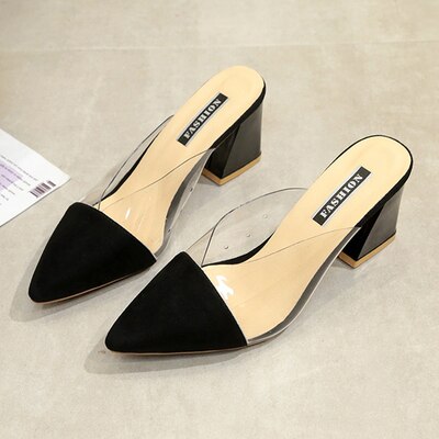 Klar pvc genomskinliga pumps sandaler perspex klack stiletter höga klackar spetsiga tår dam festskor nattklubb pump: 1 / 5.5
