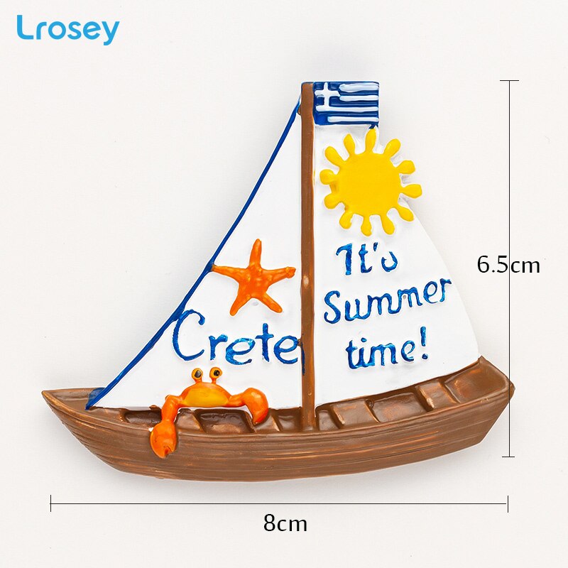 3D koelkastmagneet souvenir home decor Griekenland York Thailand Hars koelkast Magnetische sticker keuken decoratie accessoires: Greece Sailboat