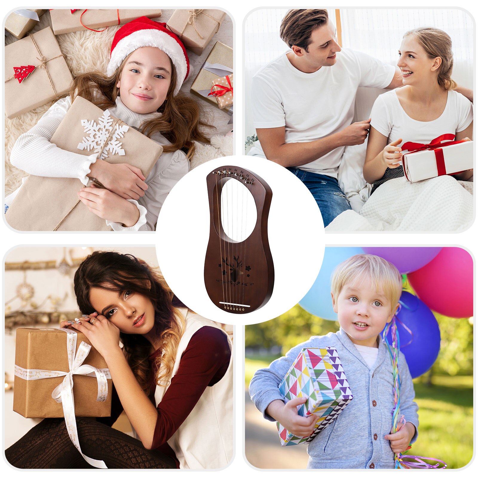 1 Set Houten Lier Harp Retro 7-String Lier Harp Muzikale String Instrument