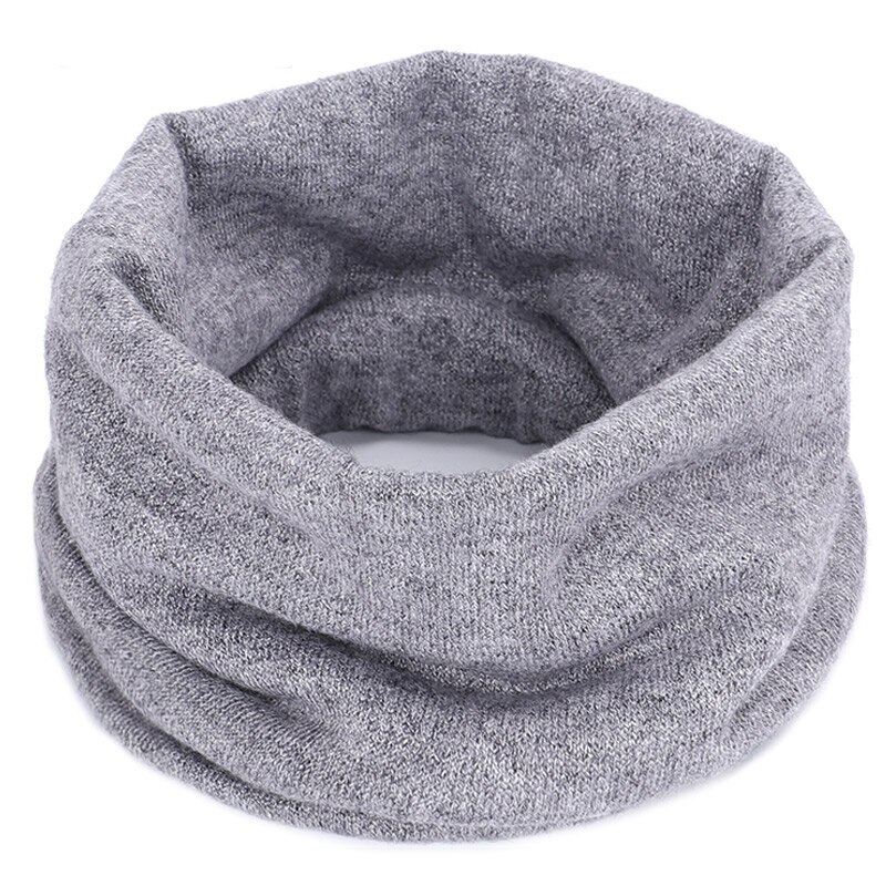 Foulard rond en laine tricoté massif, laine pour hommes et femmes, tendance hiver: Gray