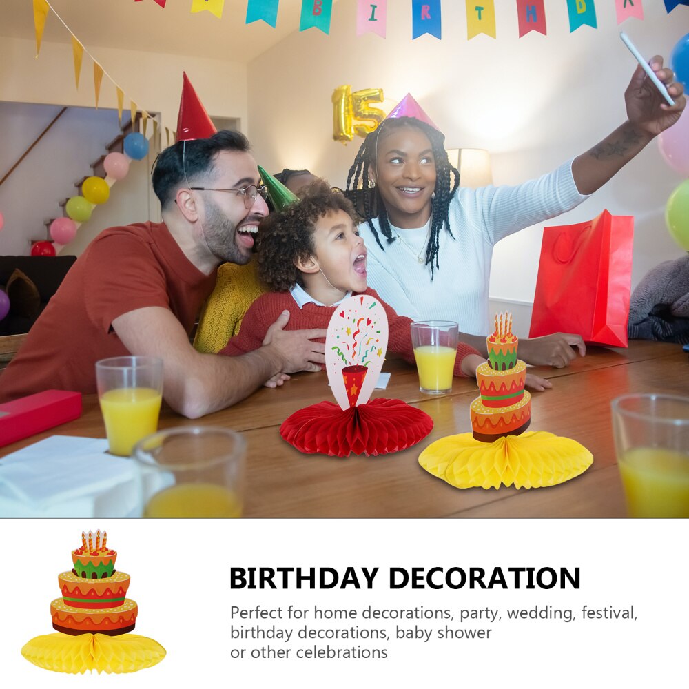 6pcs Birthday Decoration Set Paper Fans Flowers Circle Paper Garland for Party