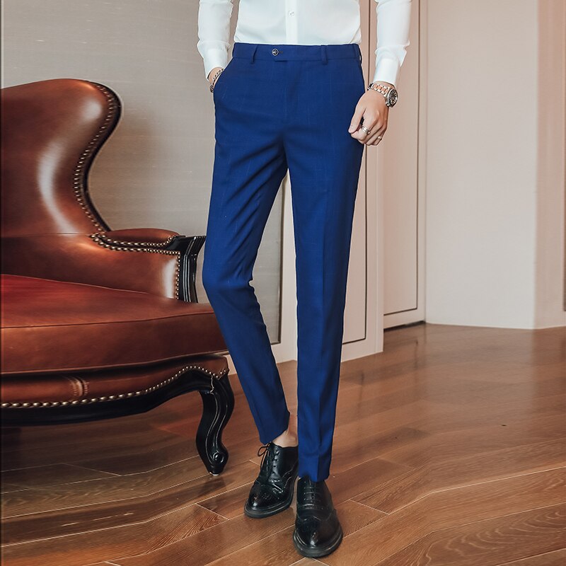 Herfst en winter heren blauwe pantalon maat 29 30 31 32 34 36 38 40 heren zakelijke casual broek heren gestreepte broek