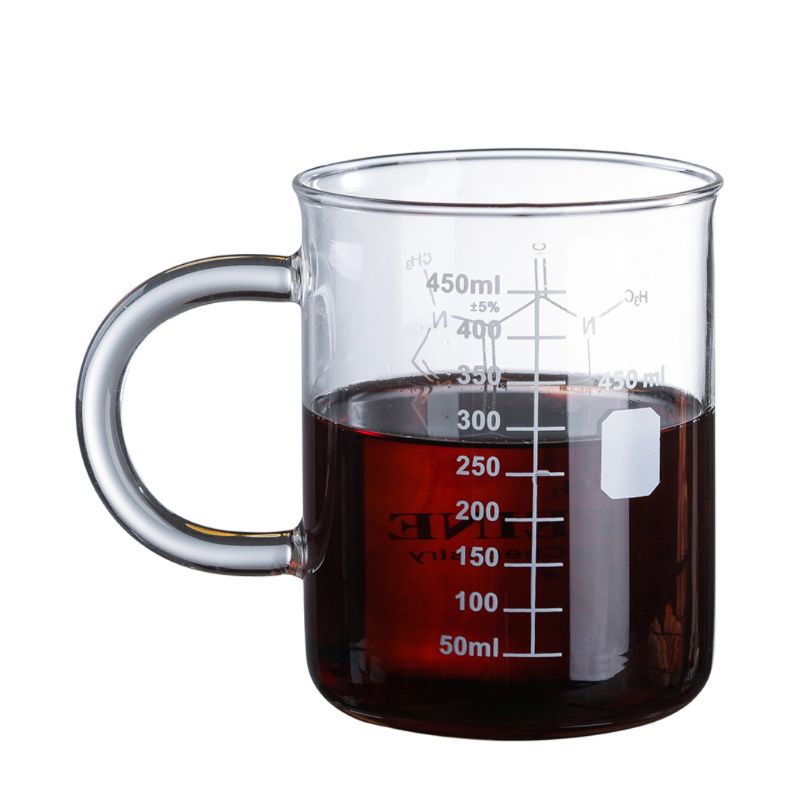 Cafeïnebeker mok maatbeker mok met handvat borosilicaatglas beker
