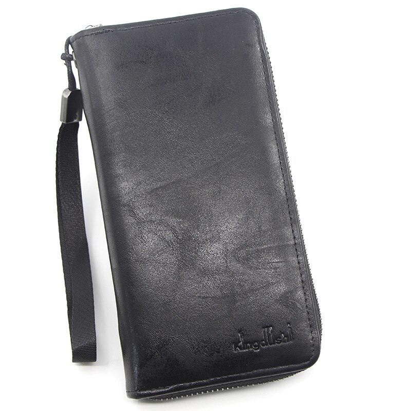 Organizer wallet for men Cellphone Wallet Men's Clutch Wallets Men Credit Card Holder2020 PU style leather Male Long Purse Zip: Black