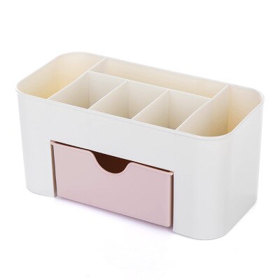 Soporte cuadrado de plástico para bolígrafo organizador de escritorio, caja de almacenamiento de cosméticos, soporte multifuncional para lápices con pequeño contenedor de cajón: D