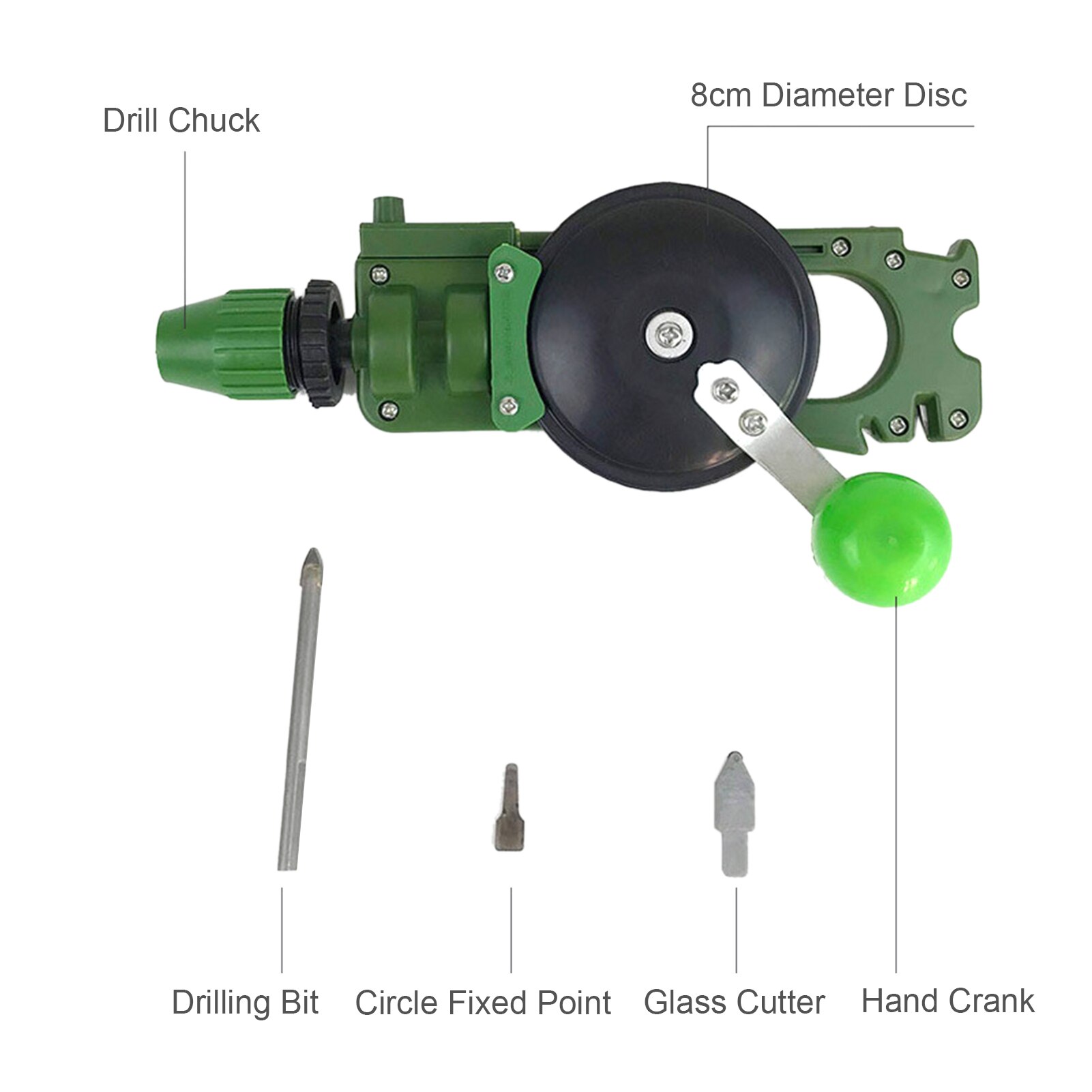 Portable Home Use Hand Crank Puncher Portable Tile Glass Circle Cutter Multi-Functional Handheld Crank Puncher Cutting Tool