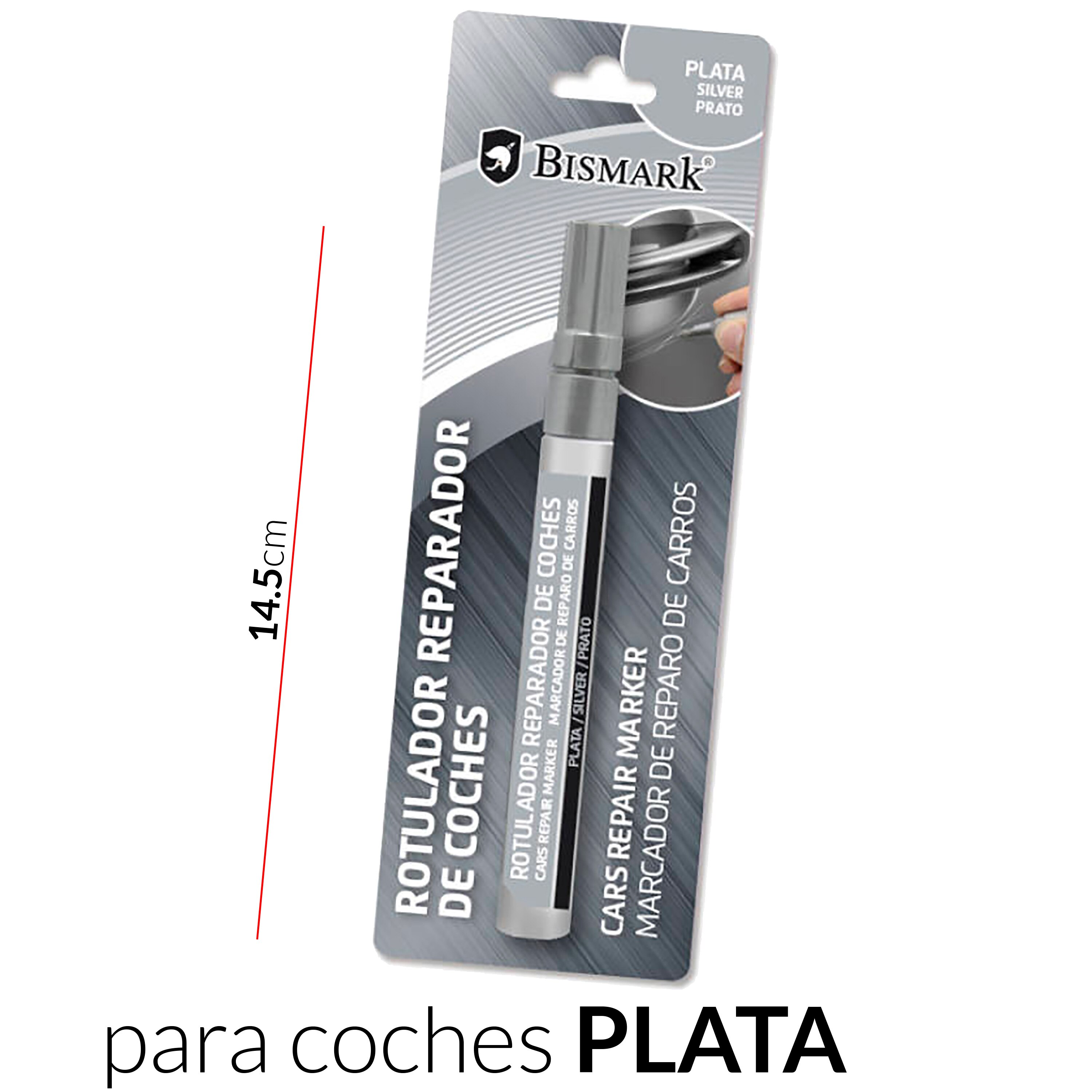 Rotulador Repara Arañazos Pintura Negro Plata Blanco para Coche Pincel Car Scratch Bismark Reparador de Rayaduras de Carrocería DIY: Plata