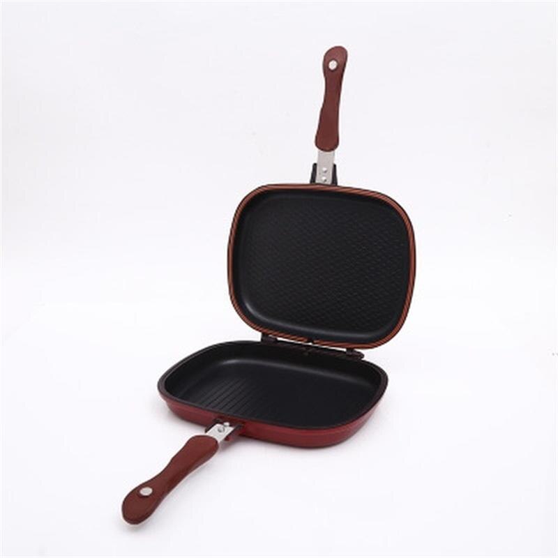 Sartén para asar a la parrilla de doble cara, forma cuadrada, antiadherente, sartén de carne, herramienta de cocina, accesorios de cocina