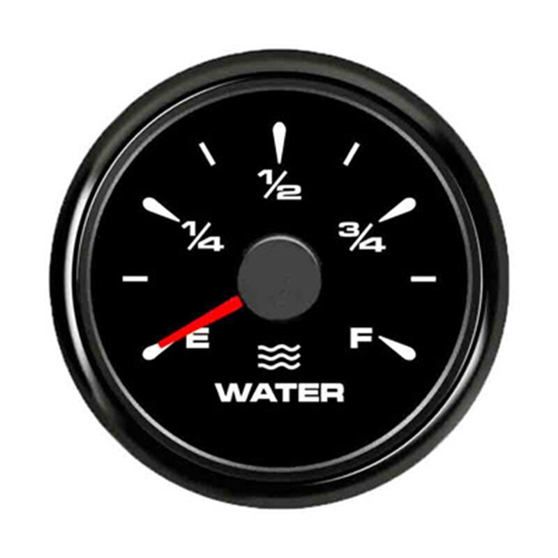 52mm Boat Car Water Level Gauge Waterproof 0~190 ohm Water Level Indicators 9~32V With 7 Colors Backlight: Black Gauge
