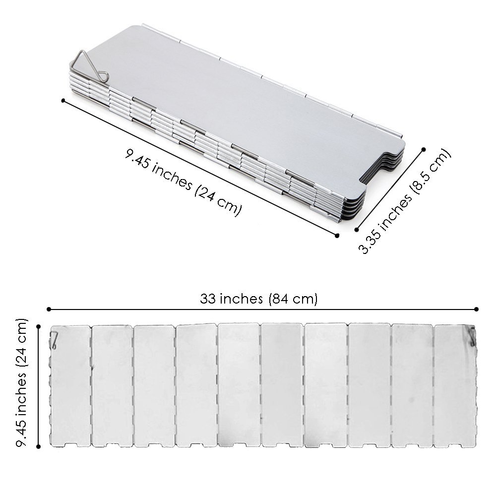 10 Plates Windscreen Outdoor Aluminum Folding Stove Windscreen Camp Stove Windshield Camping Backpacking Foldable Gas Burners