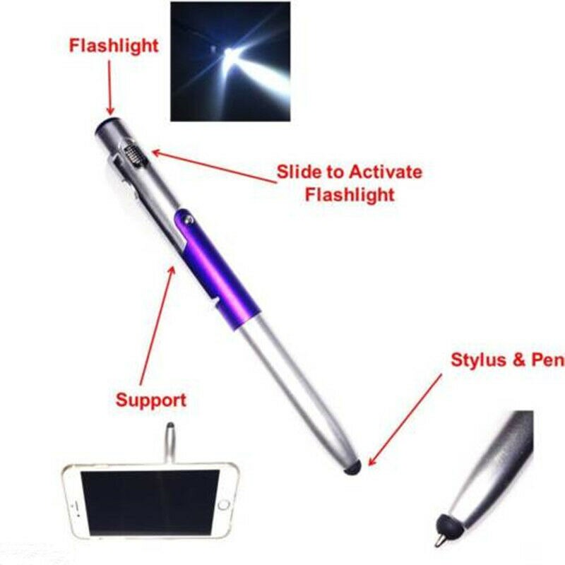 Bolígrafo plegable 4 en 1 para teléfono móvil, accesorio para Tablet, Stylus, linterna,