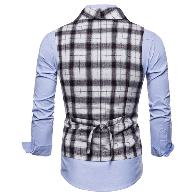Heren geruit gestreept vintage tweerijig pak vest trendy mannelijk formeel zakelijk slim fit jurk vesten pak smoking vest