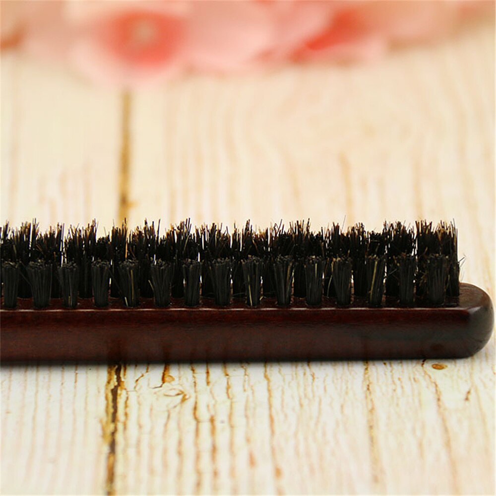 Houten Handvat Haar Kam Natuurlijke Varkenshaar Borstel Pluizige Fijne Handvat Kam Kappers Kapper Hair Styling Tool: Full Bristles