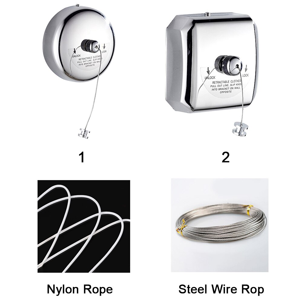 2.8m Wall Mounted Bathroom Laundry Storage Balcony Heavy Duty Household Hotel Stainless Steel Retractable Clothesline Punch-free