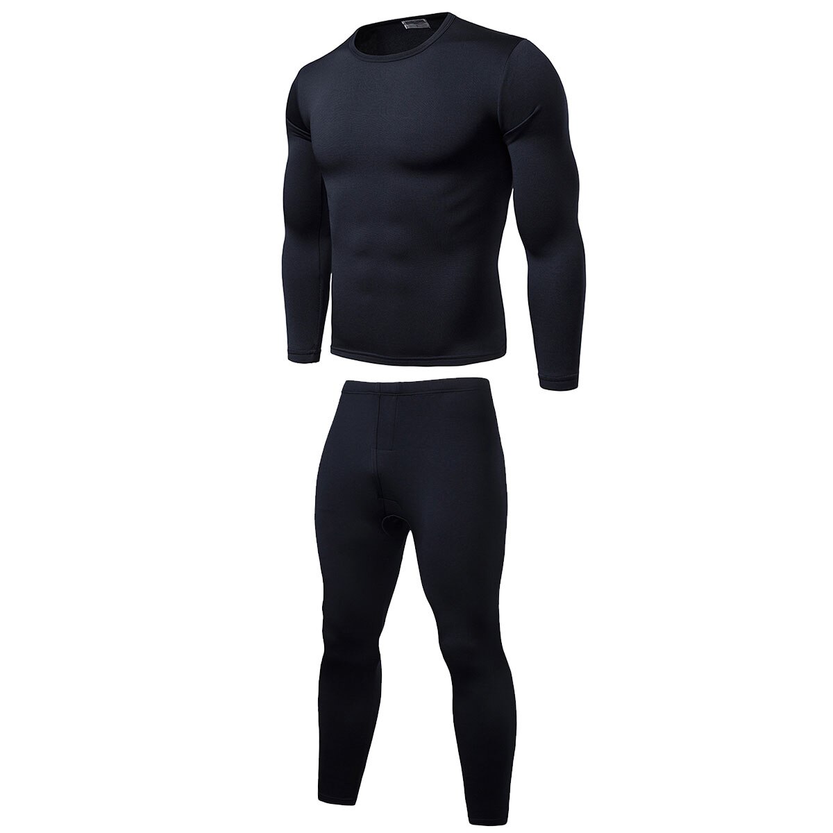 Men Autumn Winter Warm Velvet Inner Wear Thermal Underwear Long Johns Pajama Set Male Solid Warm Winter Long Underwear Set: Blue / XXL