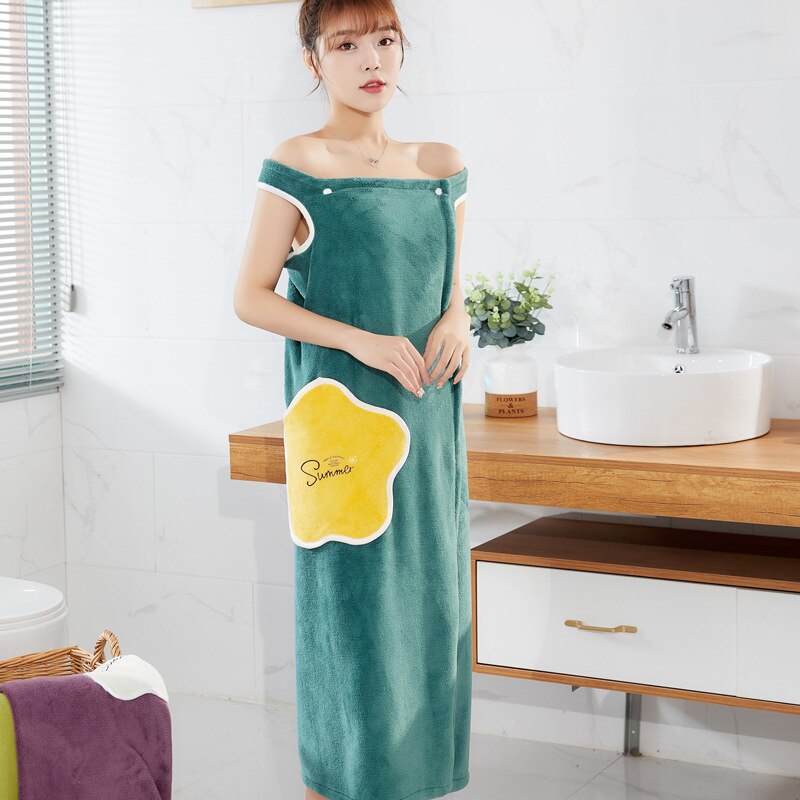 Shower Female Soft Bath Bath And Sauna Towels Bathroom Wearable Microfiber Bathrobe Woman Towel For Adults For Home Textiles: Blue