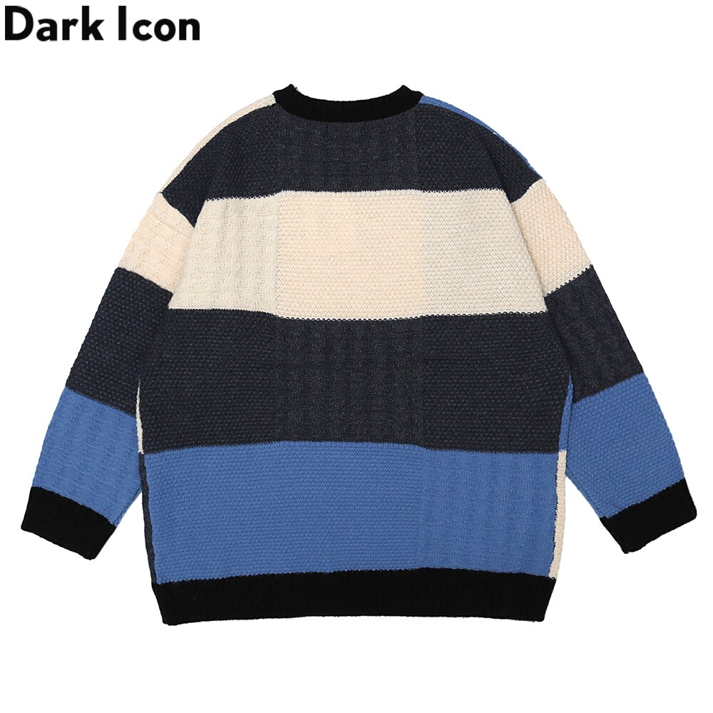 Dark Icon Plaid Knitwear Sweater Men Women Round Neck Vintage Men's Sweaters Street Sweaters for Man