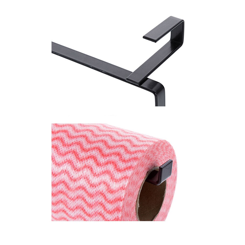 1pcs Kitchen Roll Paper Towel Holder Storage Rack Cabinet Cupboard Tissue Shelf Nail Free Hanger Organizer Black Paper Holder A3