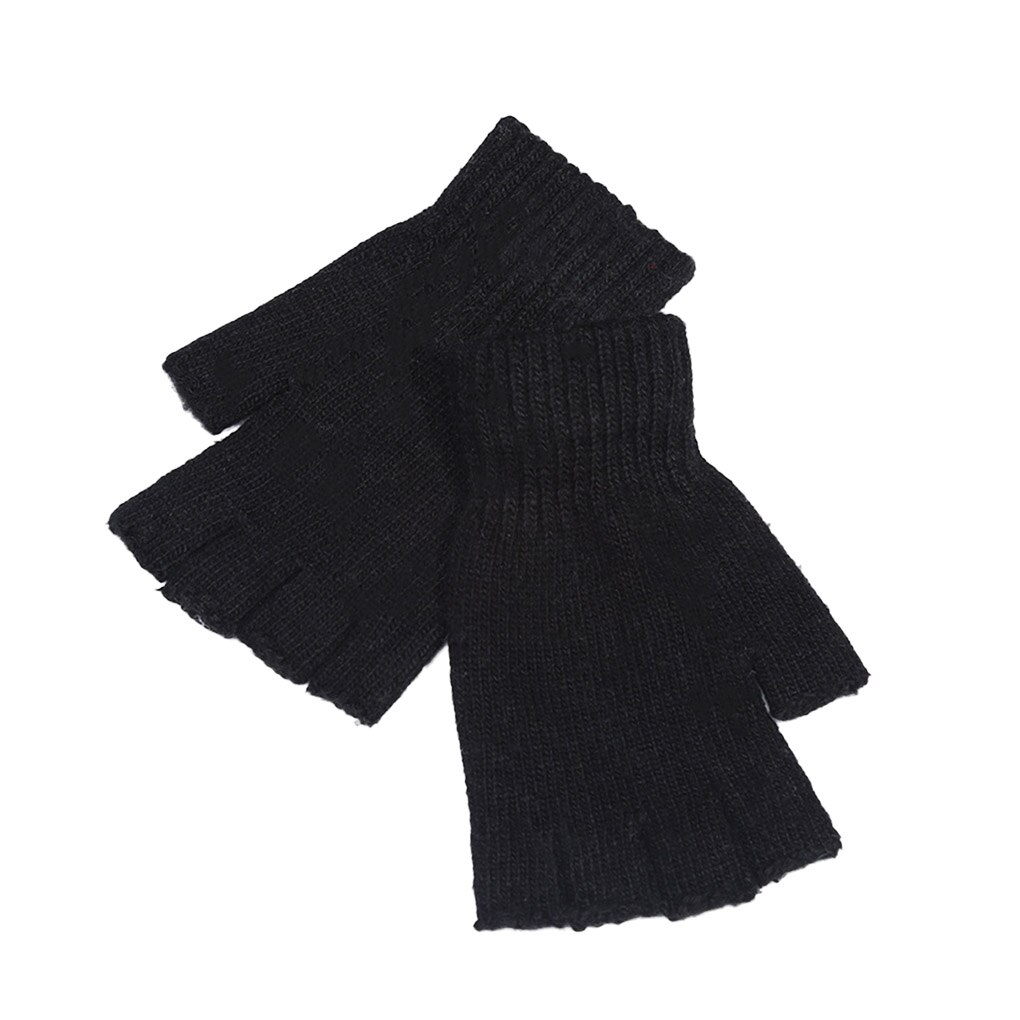 Vingerloze Handschoenen Herfst Winter Soft Warm Gebreide Open Vinger Handschoenen Voor Vrouwen Mannen Zwart